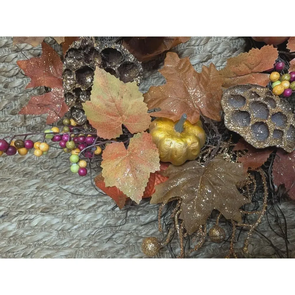 Autumn Fall WreathThanksgiving Halloween Front Door Decor Harvest Pumpkin 23
